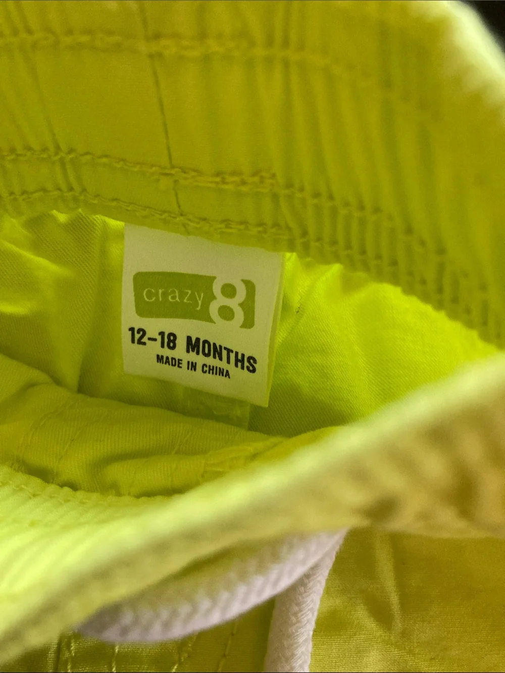 Boys Crazy 8 neon yellow swim shorts size 12-18 months